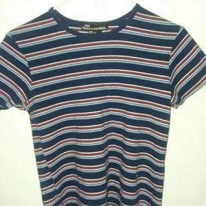 Blue and red striped NoBo shirt, size M (7-9)